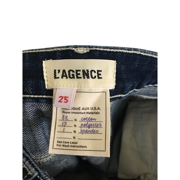 L'Agence Jeans Women's Size 25 Blue Naples Marguerite Cotton Blend Tapered Leg - Picture 6 of 7